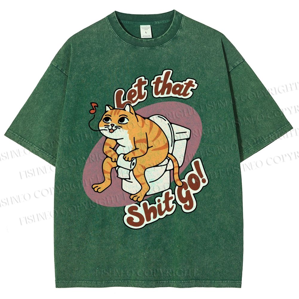 Unisex Cat Printed Washed Tee