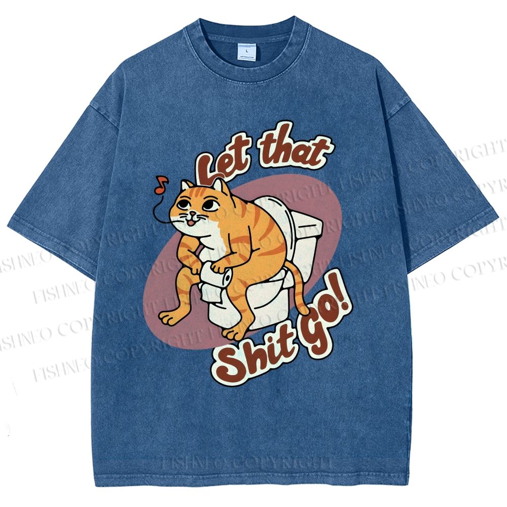 Unisex Cat Printed Washed Tee
