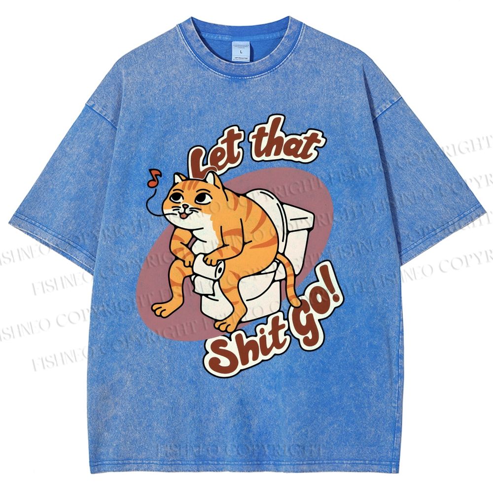 Unisex Cat Printed Washed Tee