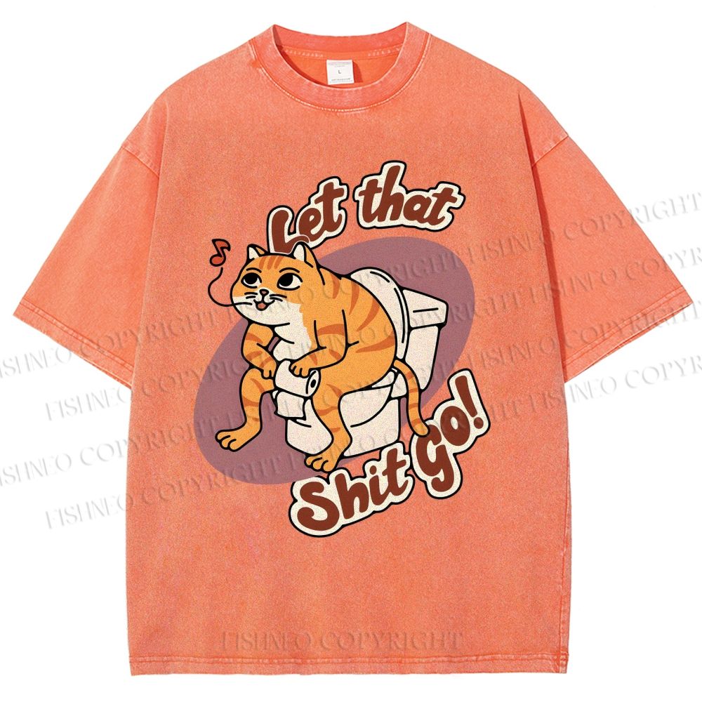 Unisex Cat Printed Washed Tee