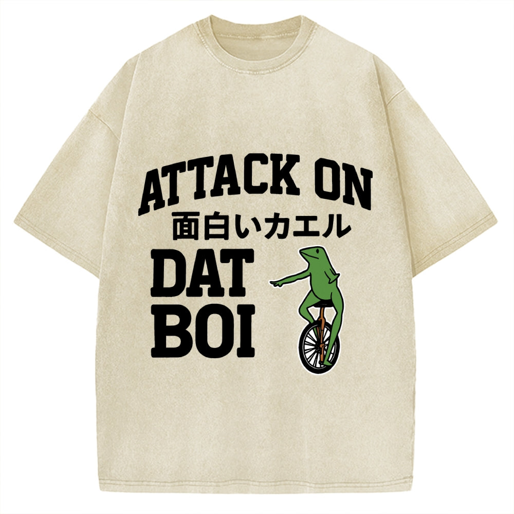 Attack on Funny Frog Dat Boi Vintage Washed T-shirt