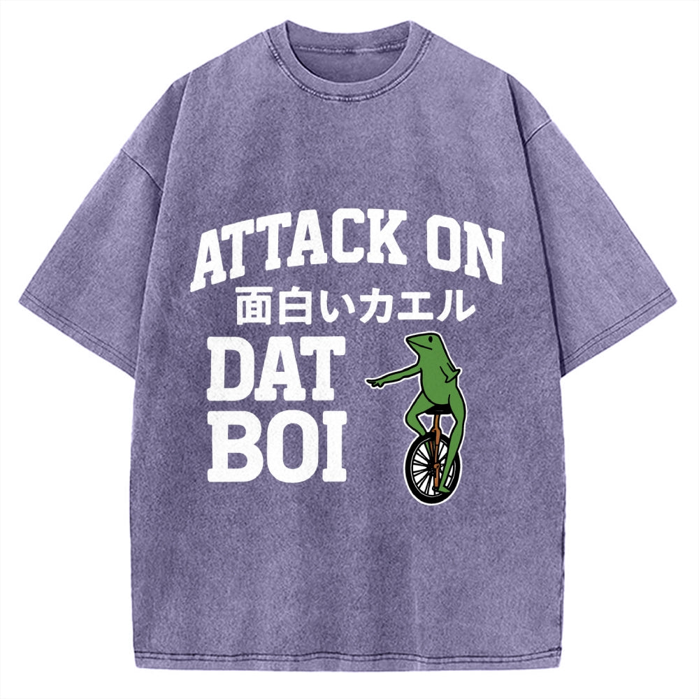 Attack on Funny Frog Dat Boi Vintage Washed T-shirt