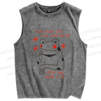 Unisex Frog Printed Washed Tank Top