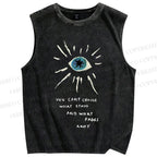 Unisex Artistic Eyes Printed Washed Tank Top