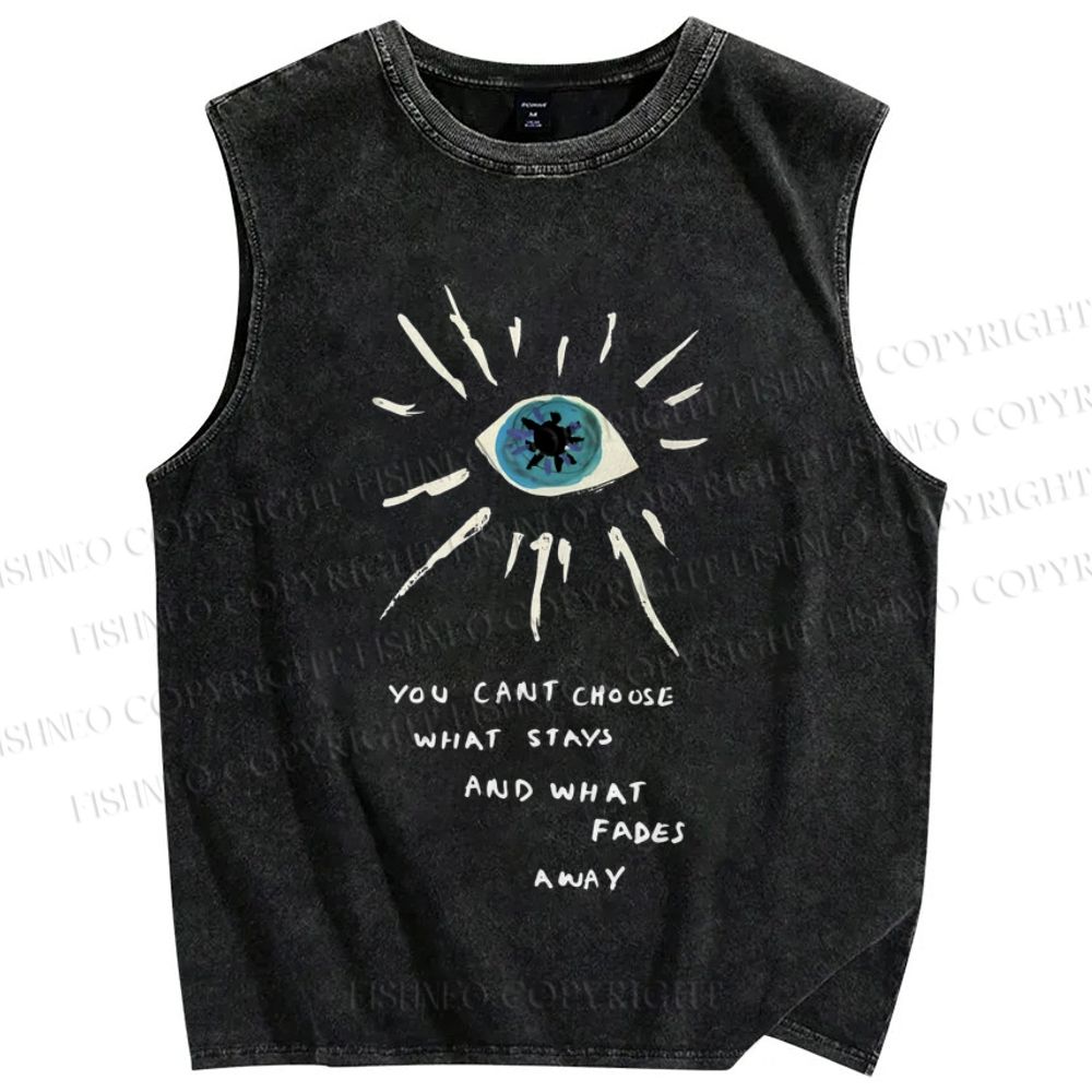 Unisex Artistic Eyes Printed Washed Tank Top