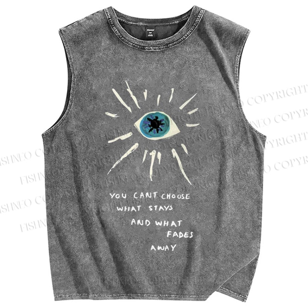 Unisex Artistic Eyes Printed Washed Tank Top