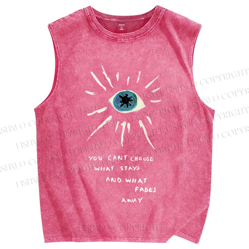 Unisex Artistic Eyes Printed Washed Tank Top