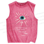 Unisex Artistic Eyes Printed Washed Tank Top
