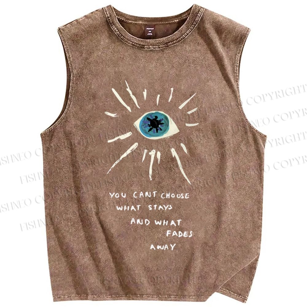 Unisex Artistic Eyes Printed Washed Tank Top