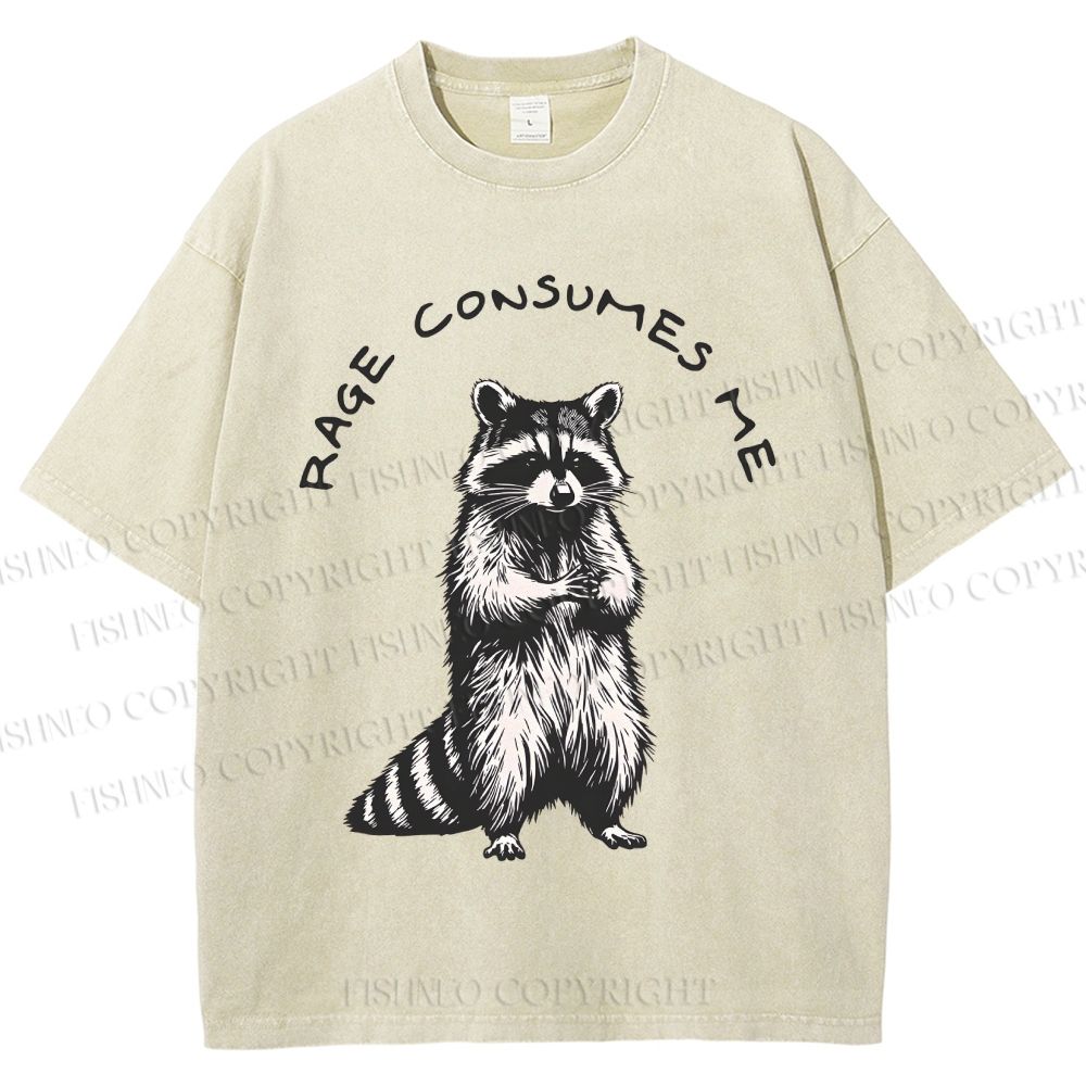 Unisex Raccoon Printed Washed Tee