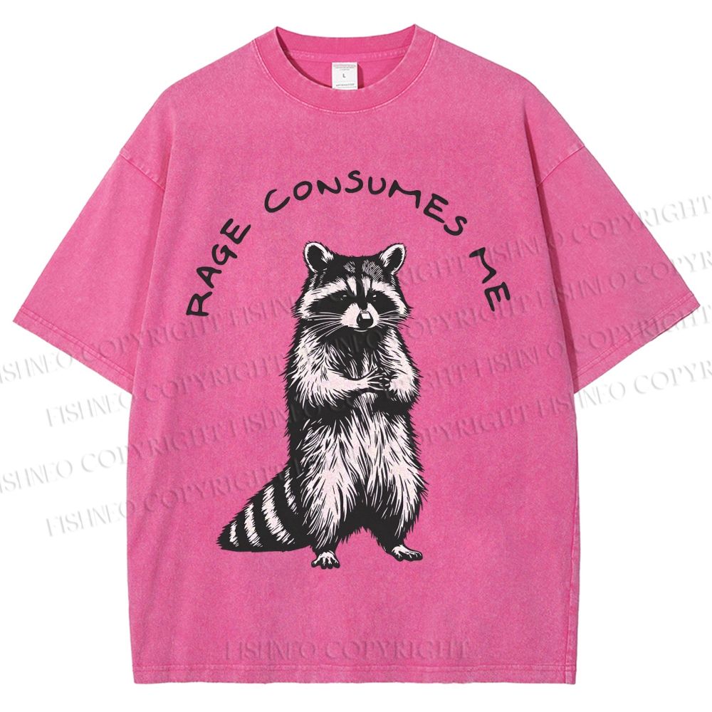 Unisex Raccoon Printed Washed Tee