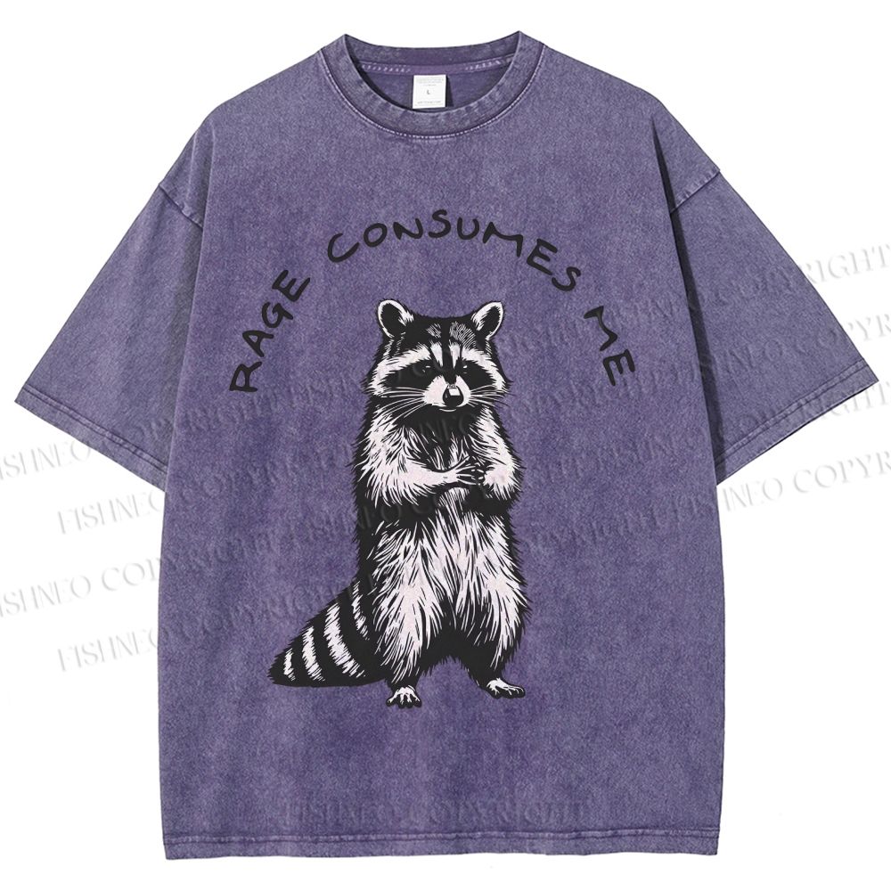Unisex Raccoon Printed Washed Tee