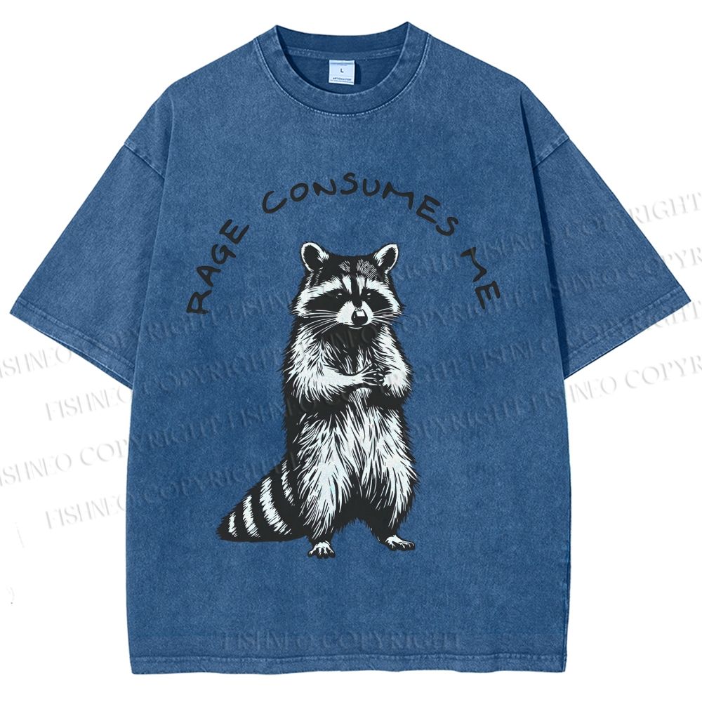 Unisex Raccoon Printed Washed Tee