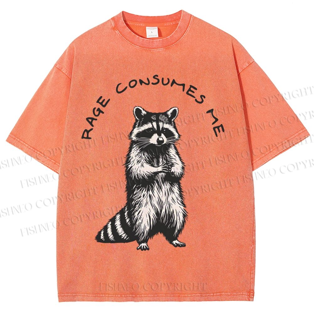 Unisex Raccoon Printed Washed Tee