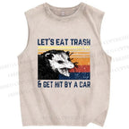 Unisex Let's Eat Trash Printed Washed Tank Top