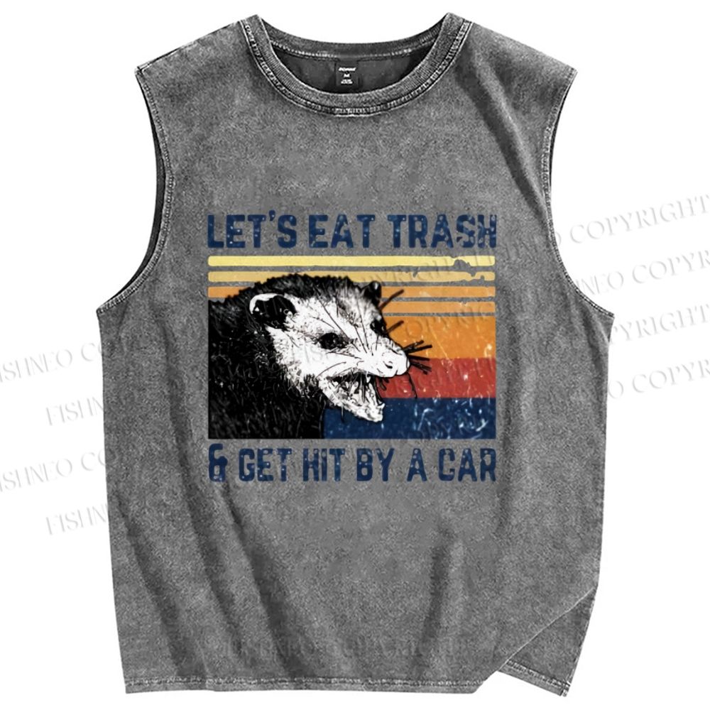 Unisex Let's Eat Trash Printed Washed Tank Top