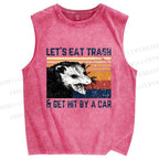 Unisex Let's Eat Trash Printed Washed Tank Top