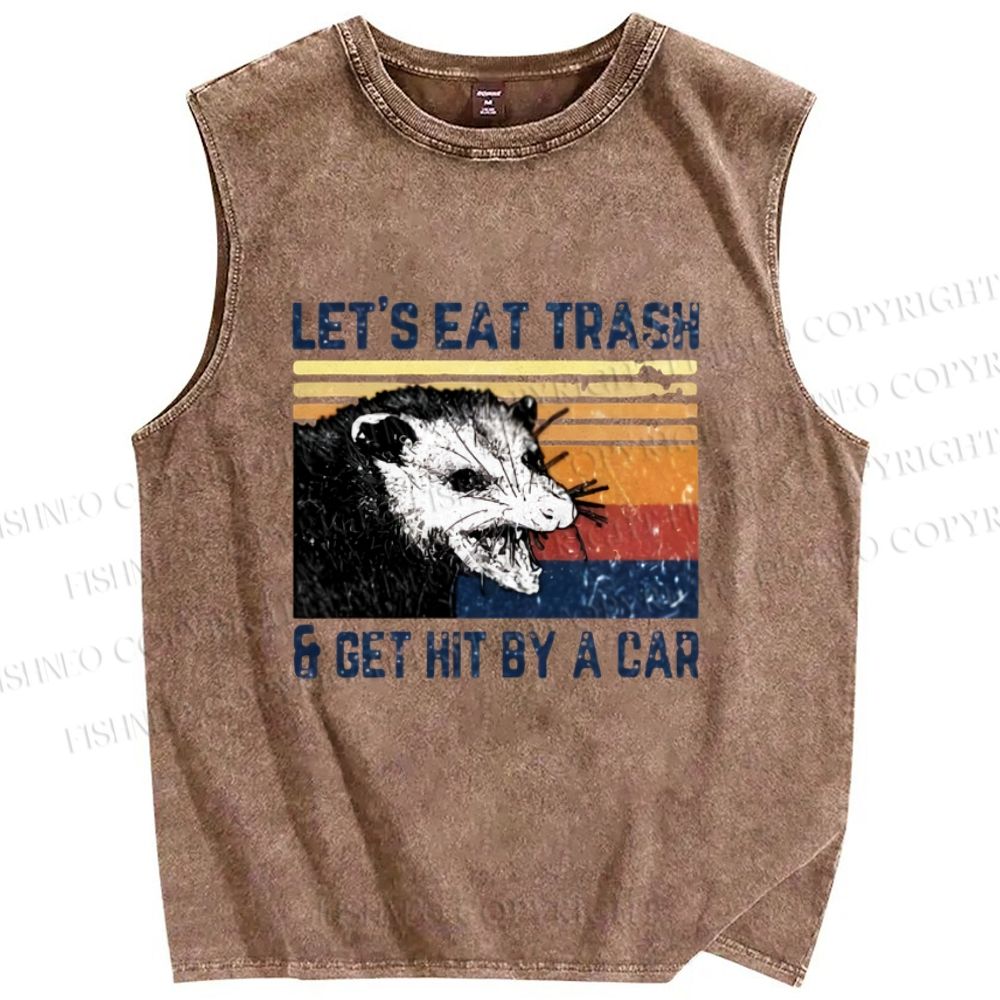 Unisex Let's Eat Trash Printed Washed Tank Top