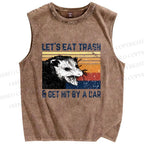 Unisex Let's Eat Trash Printed Washed Tank Top