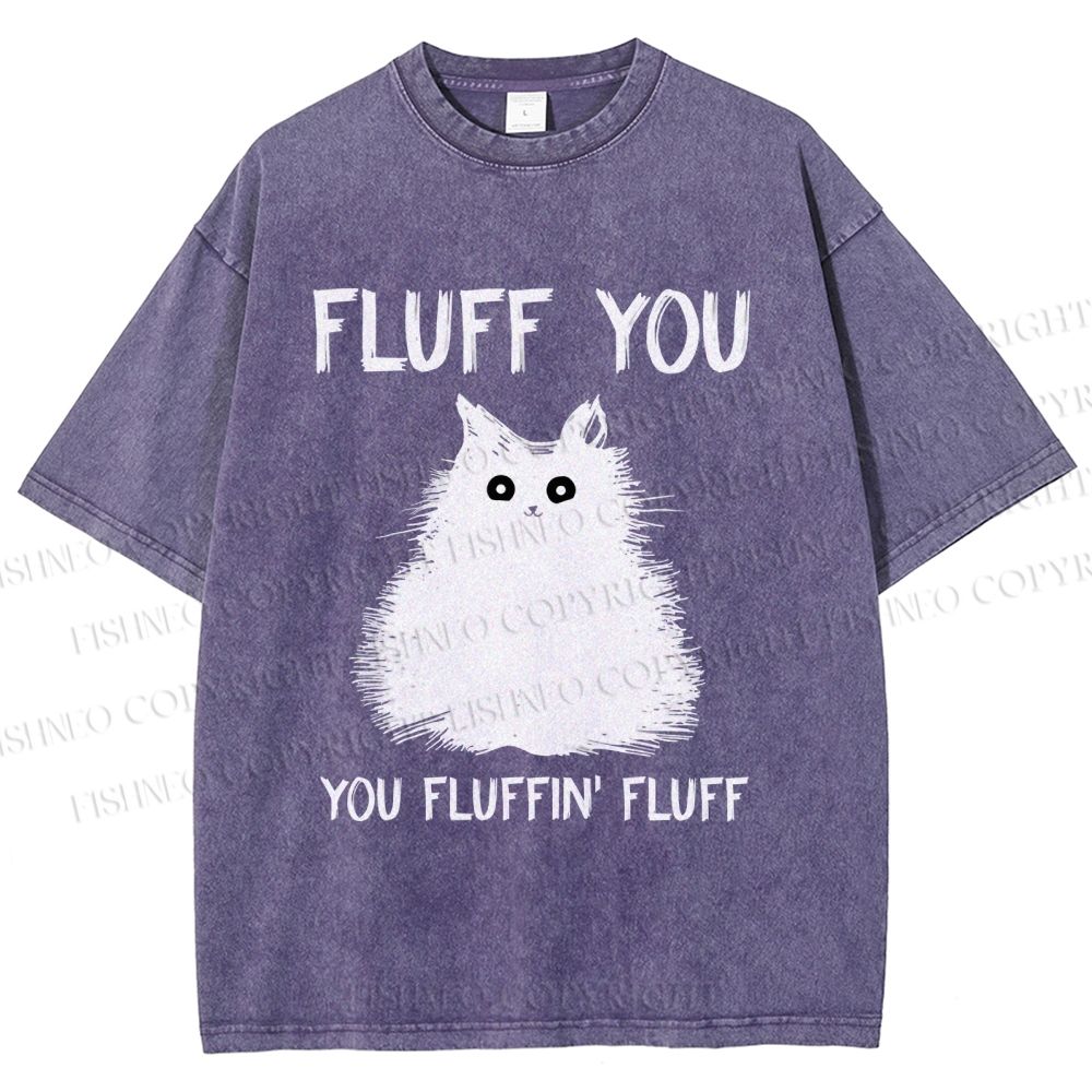 Unisex Fluff You Cat Printed Washed Tee