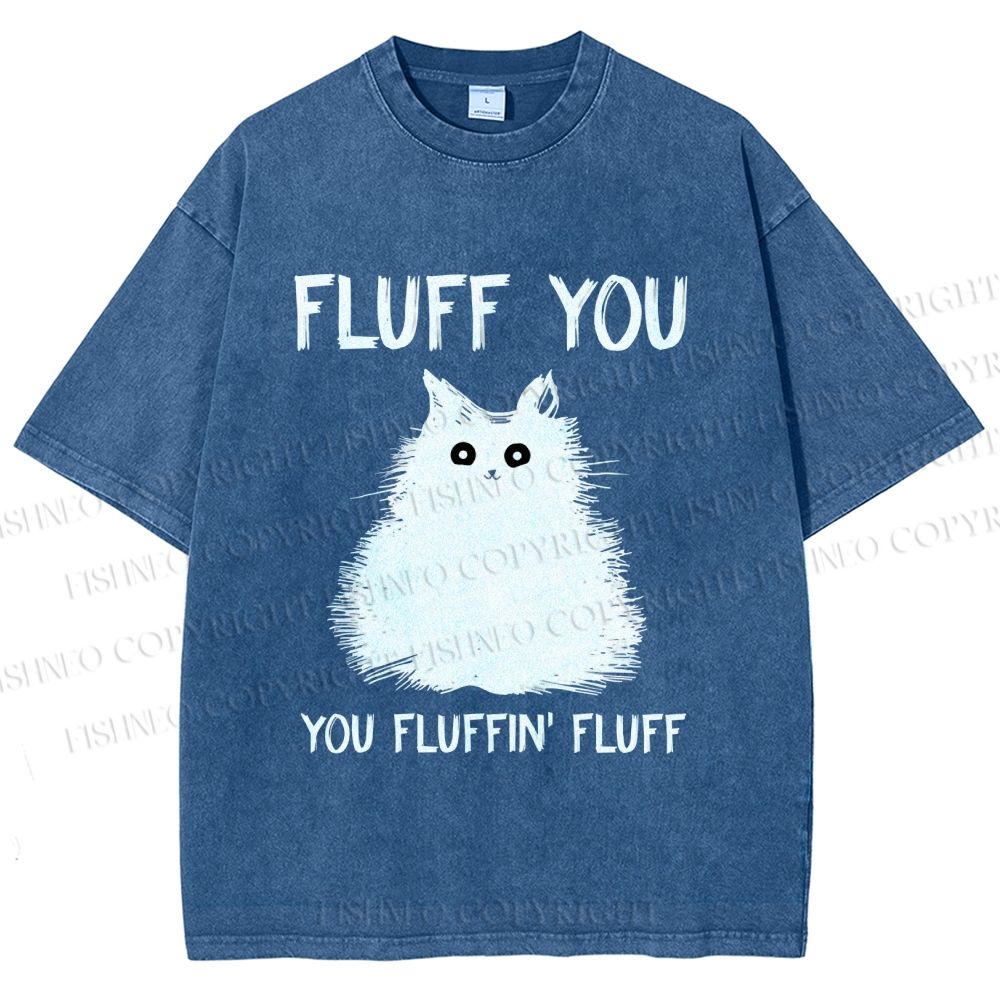 Unisex Fluff You Cat Printed Washed Tee