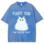 Unisex Fluff You Cat Printed Washed Tee