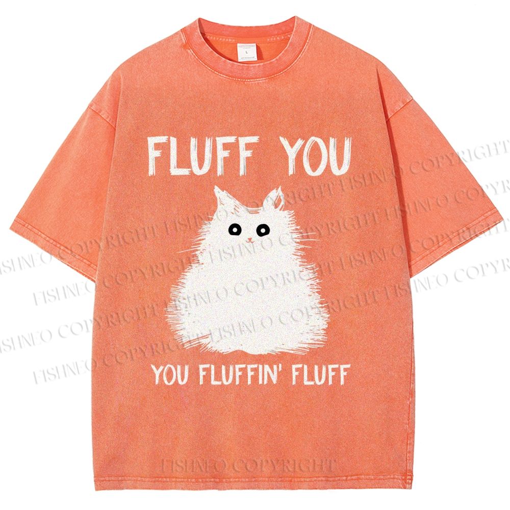 Unisex Fluff You Cat Printed Washed Tee
