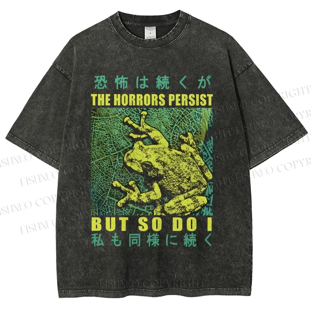 Unisex Frog Printed Washed Tee
