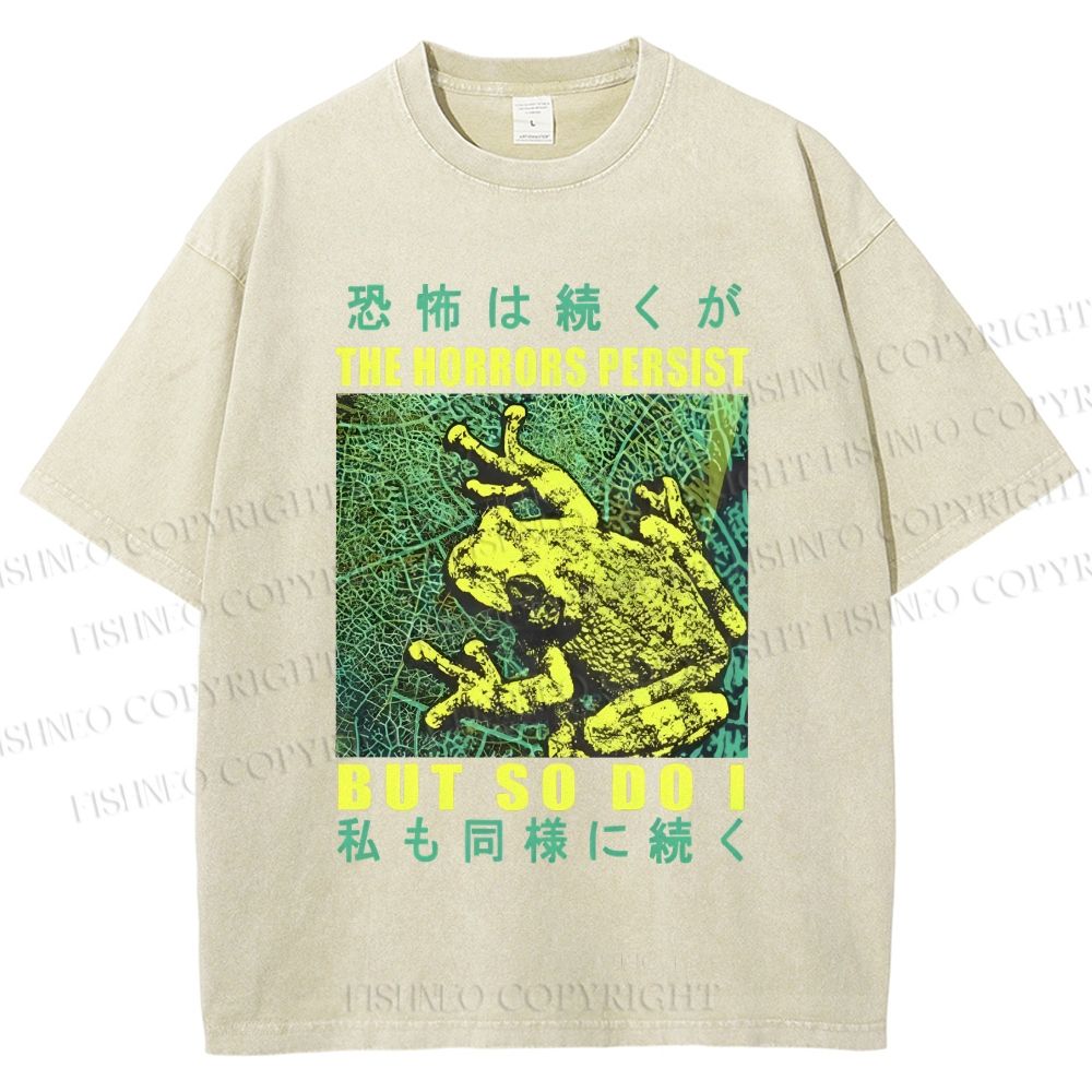 Unisex Frog Printed Washed Tee