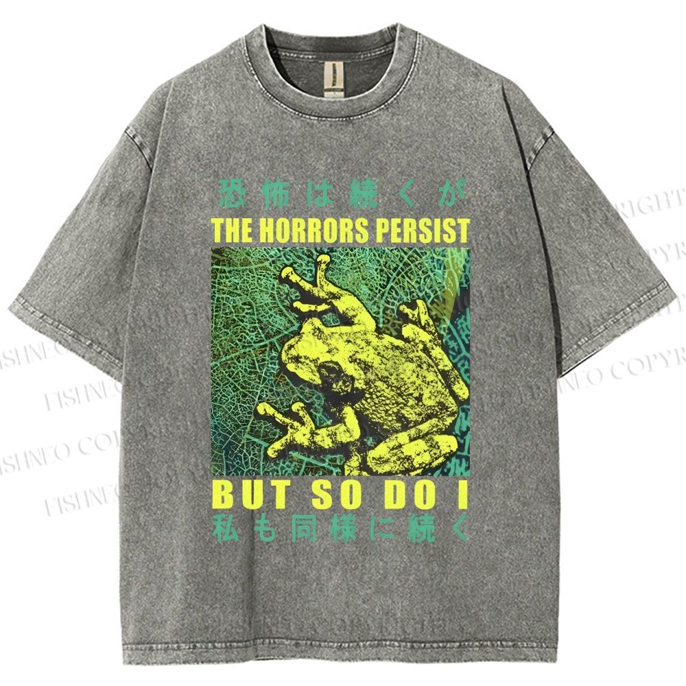 Unisex Frog Printed Washed Tee