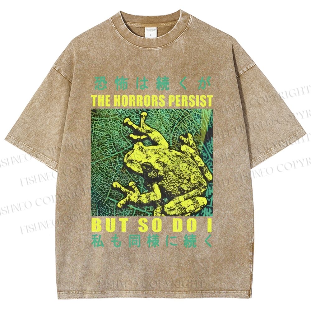 Unisex Frog Printed Washed Tee