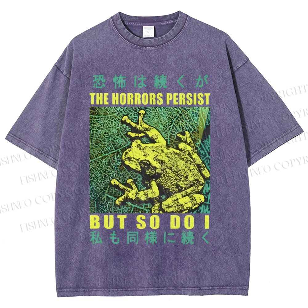 Unisex Frog Printed Washed Tee