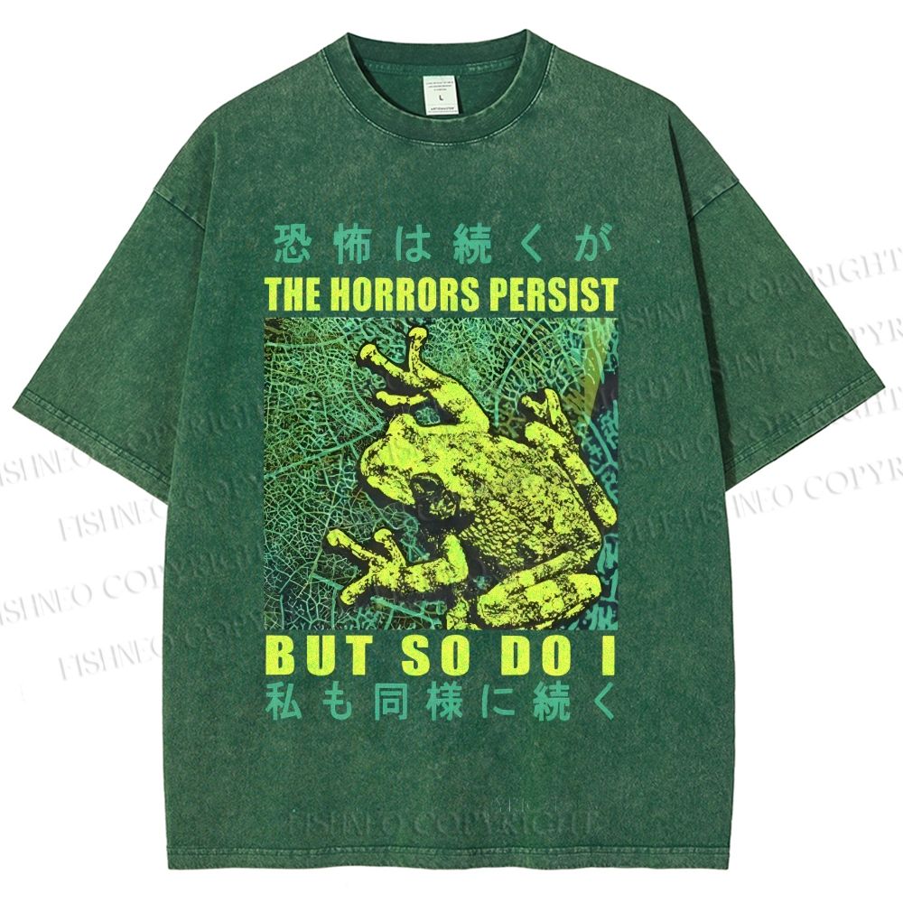 Unisex Frog Printed Washed Tee