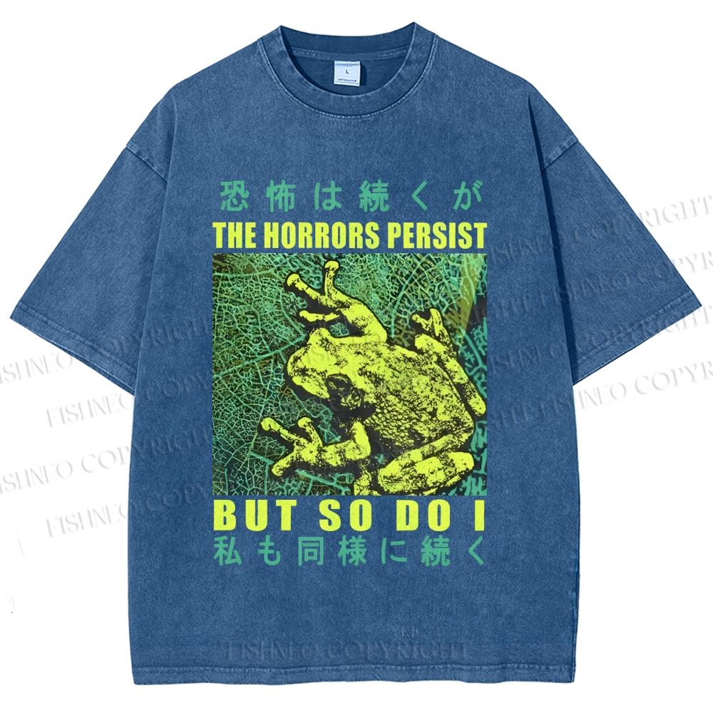 Unisex Frog Printed Washed Tee