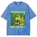 Unisex Frog Printed Washed Tee