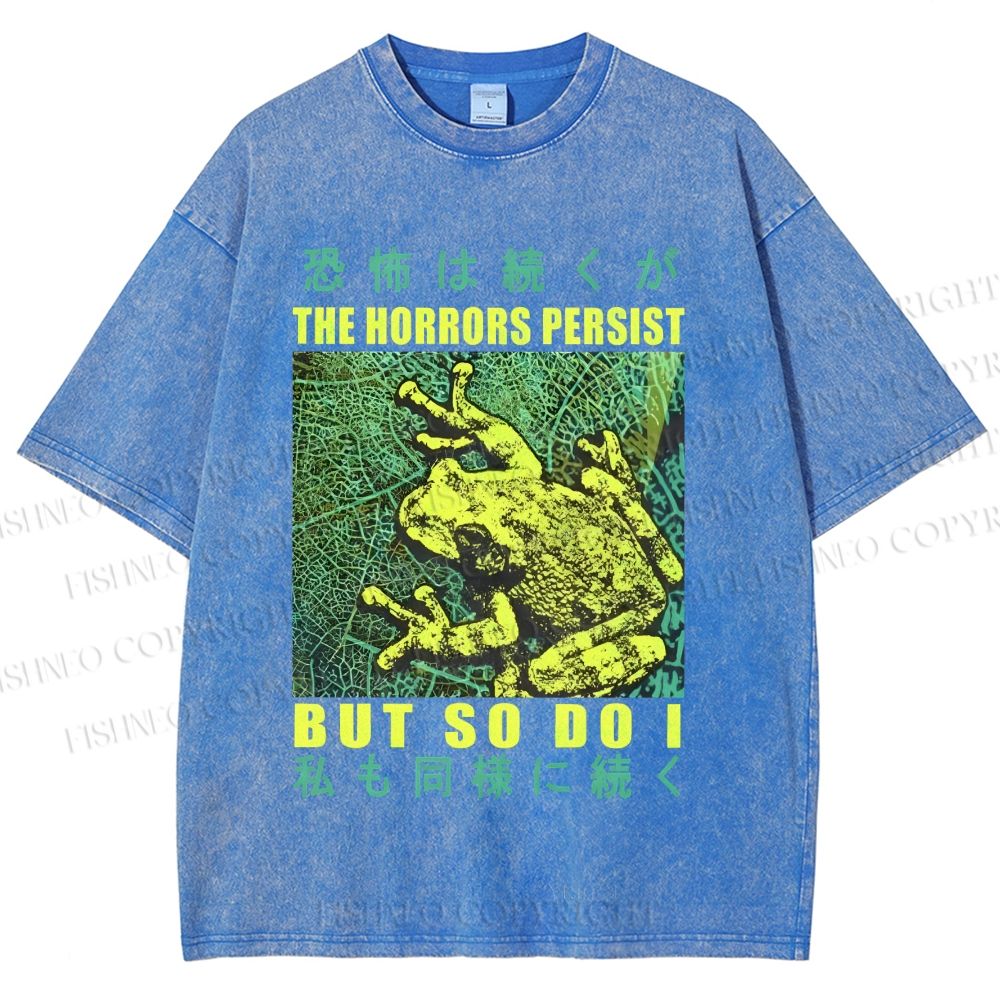 Unisex Frog Printed Washed Tee