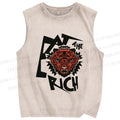 Unisex Tiger Printed Washed Tank Top