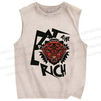 Unisex Tiger Printed Washed Tank Top