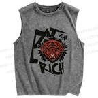Unisex Tiger Printed Washed Tank Top