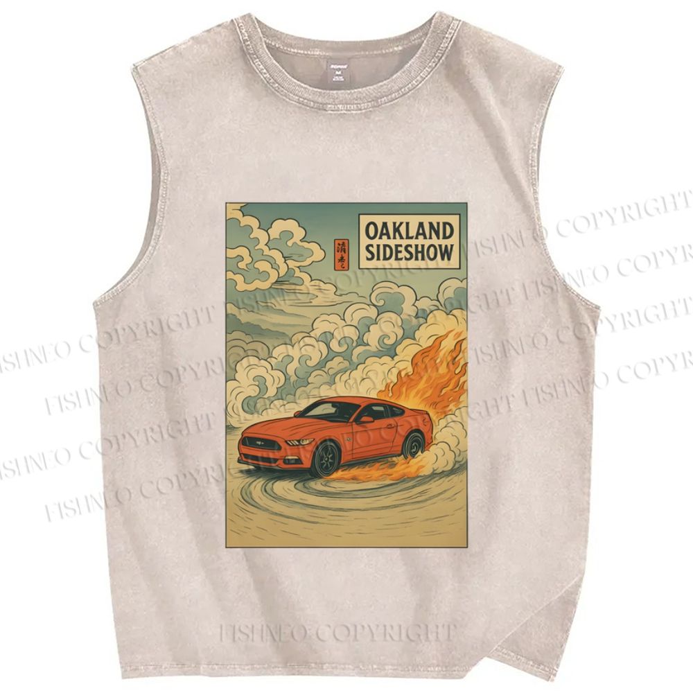 Unisex Oakland Sideshow Printed Washed Tank Top