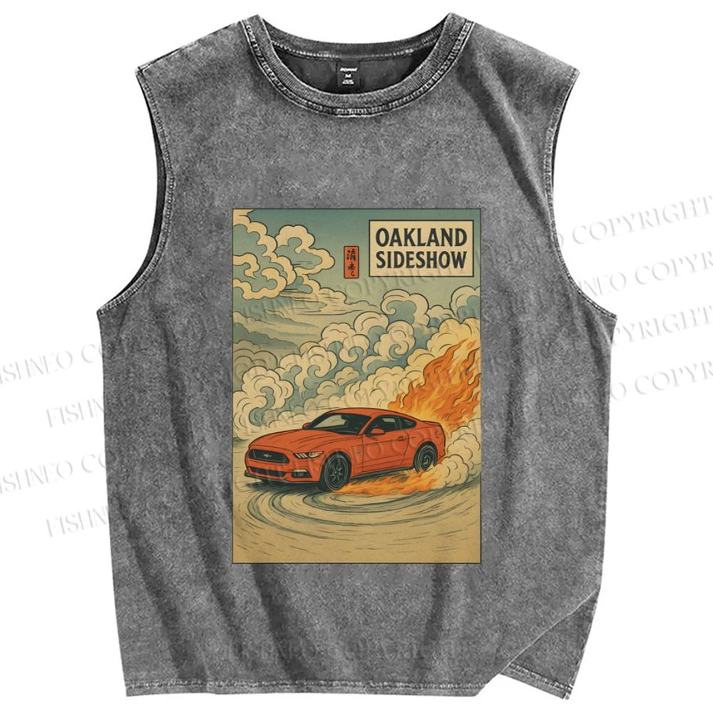 Unisex Oakland Sideshow Printed Washed Tank Top