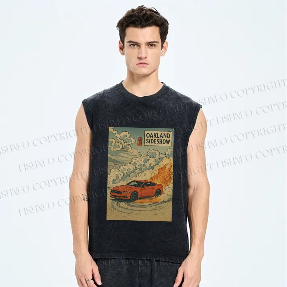 Unisex Oakland Sideshow Printed Washed Tank Top