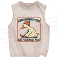Unisex Goose Printed Washed Tank Top