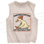 Unisex Goose Printed Washed Tank Top
