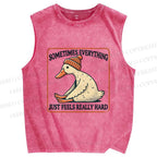 Unisex Goose Printed Washed Tank Top