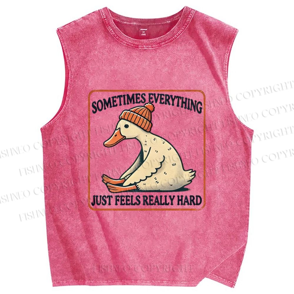 Unisex Goose Printed Washed Tank Top