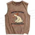 Unisex Goose Printed Washed Tank Top