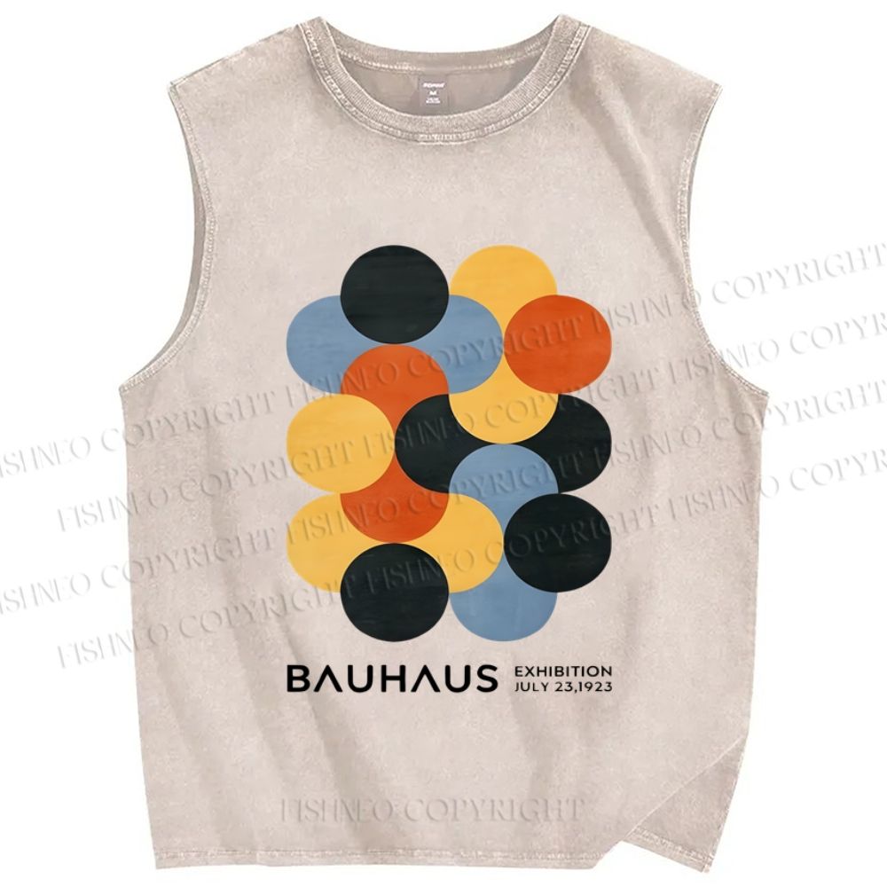 Unisex Vintage Bauhaus Design Printed Washed Tank Top