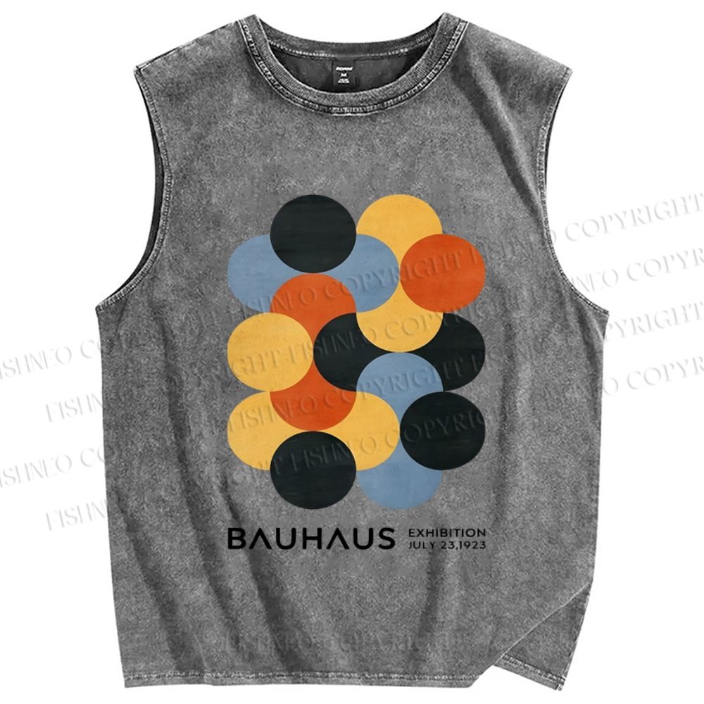 Unisex Vintage Bauhaus Design Printed Washed Tank Top