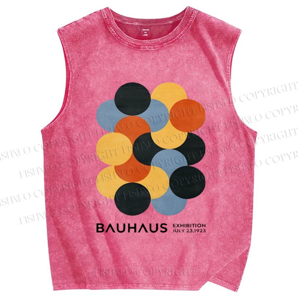 Unisex Vintage Bauhaus Design Printed Washed Tank Top